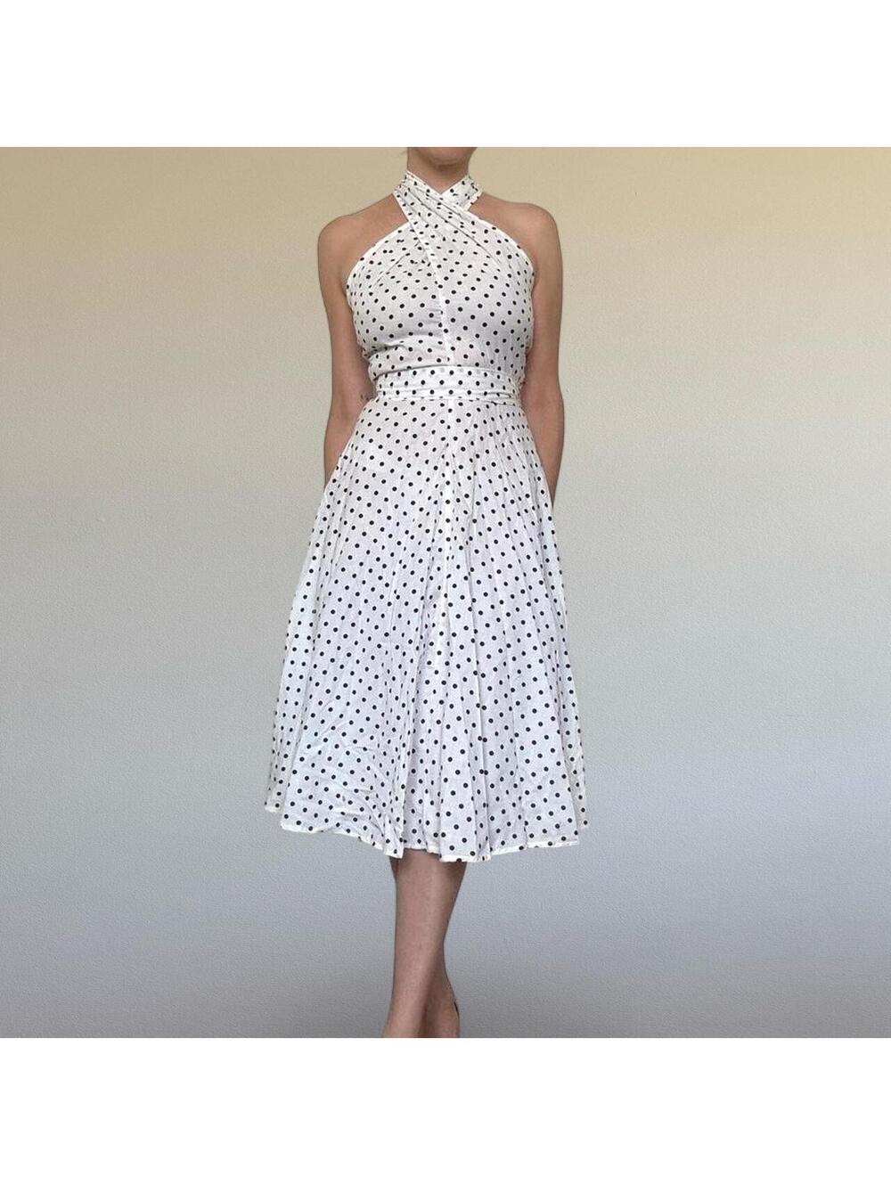 Vintage 80s Avon Fashion polka dot halter dress Sz. XS/S